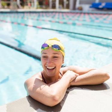 Student in the swimming pool