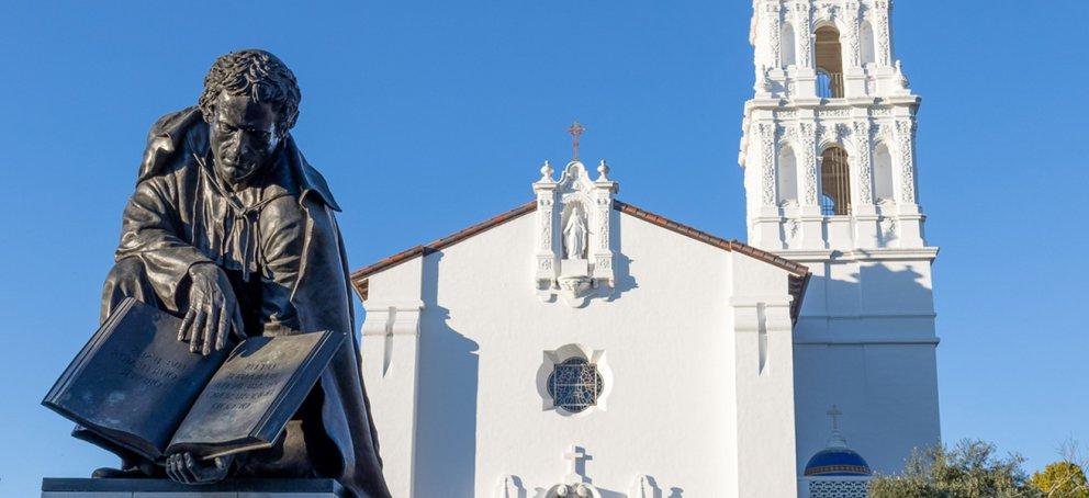 statue in front of chapel