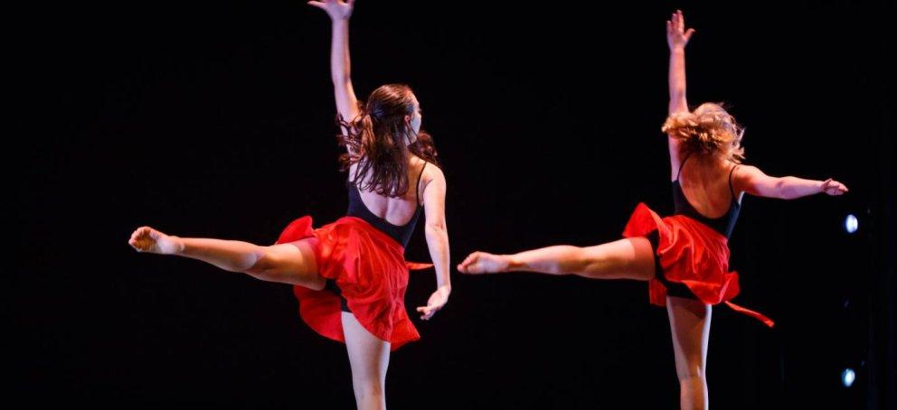 Two female dancers on stage