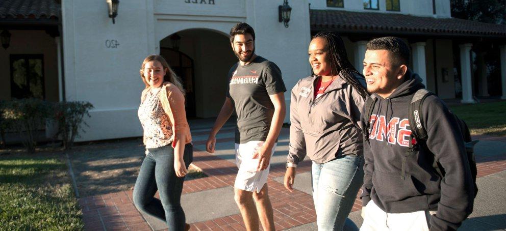 students heading to the business administration department