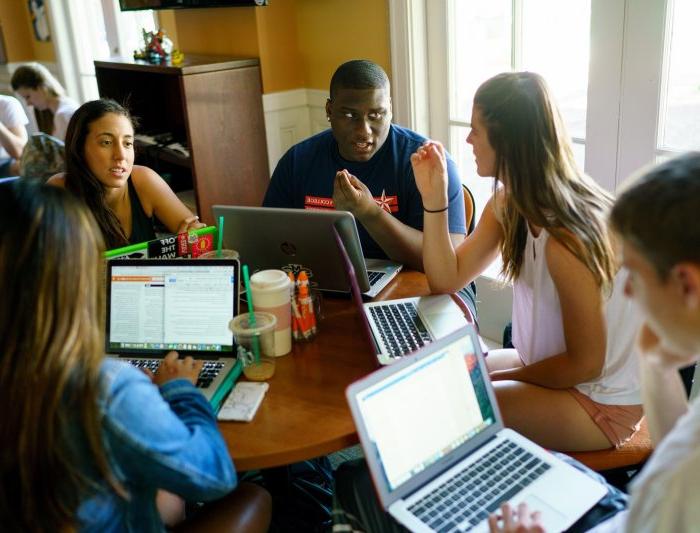 Students in a Writing Circle in the Writing Center